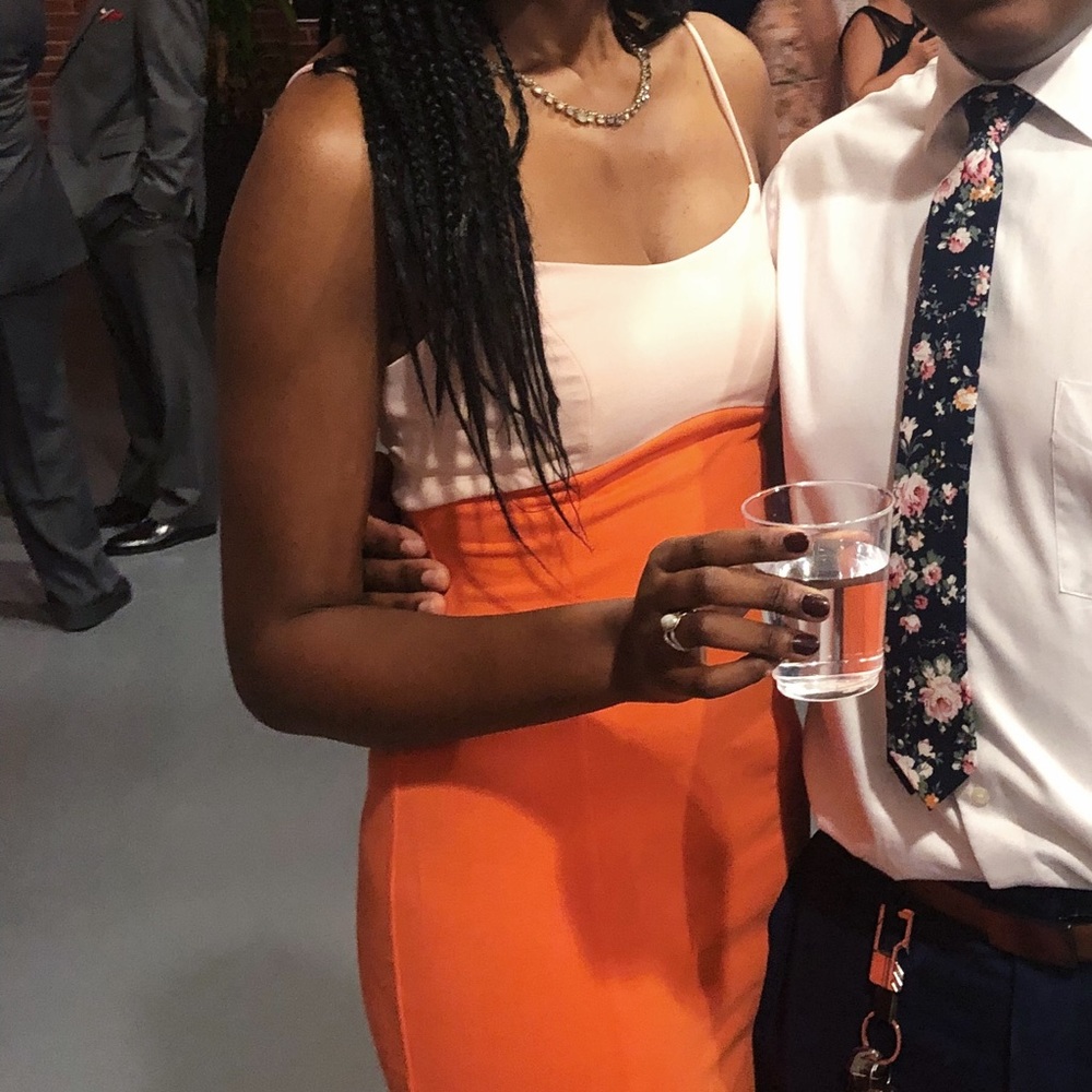 ASOS DESIGN color block midi slip dress